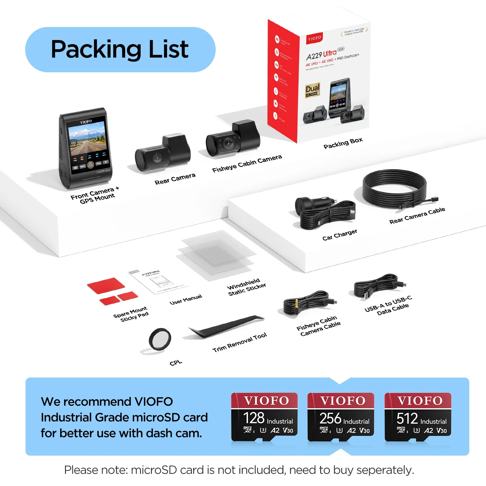 Dual 4K Dash Cam Front and Rear with GPS – VIOFO A229 Ultra (2CH/3CH) WiFi Car Camera, STARVIS 2, Parking Mode, Voice Control - Image 3